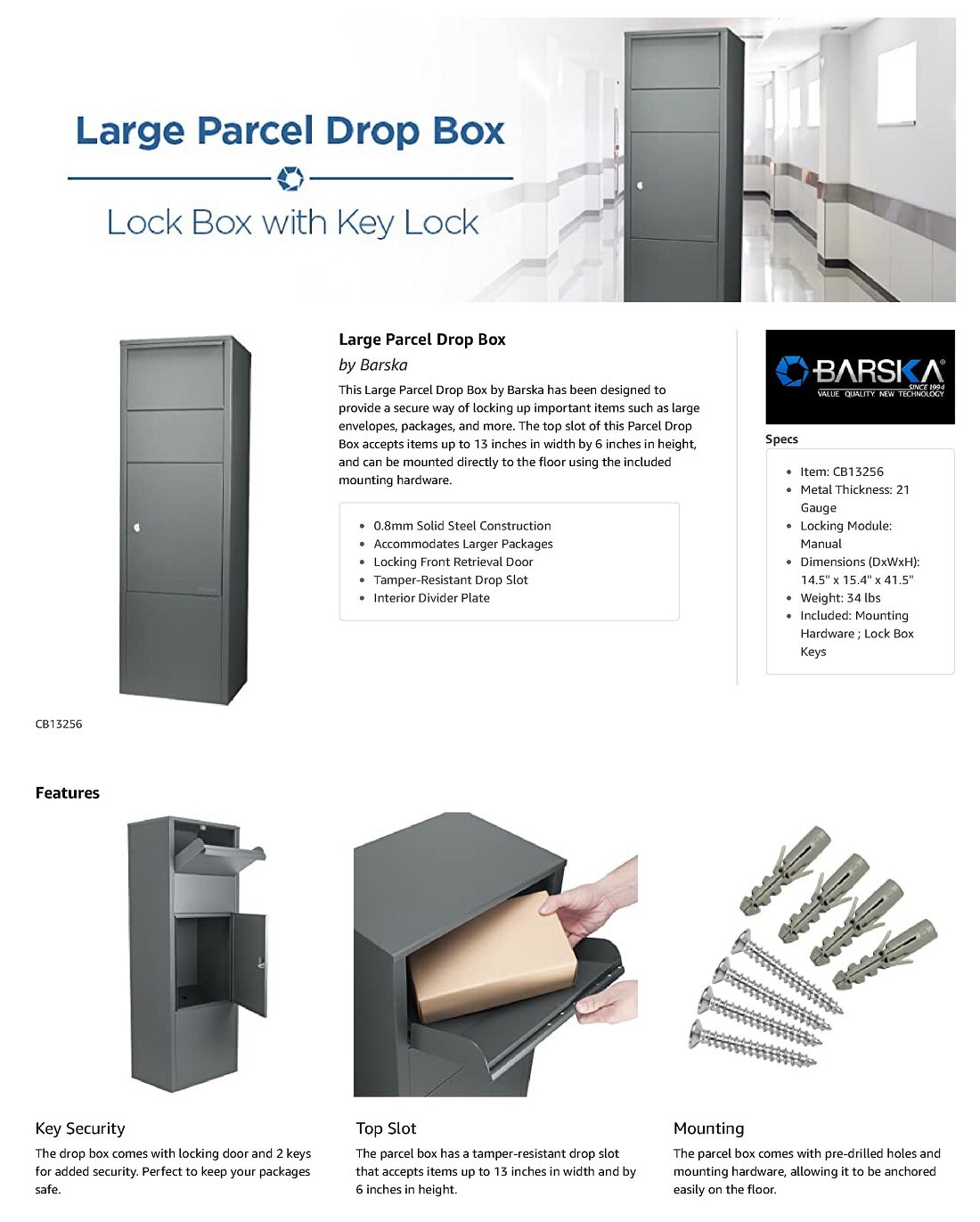 BARSKA Large Parcel Drop Box-CB13256 - The Home Depot